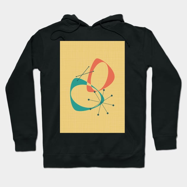 Mid Century Modern Abstract in Yellow, Teal and Orange Hoodie by tramasdesign